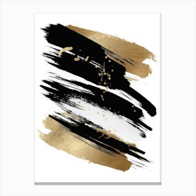 Gold And Black Brush Strokes 48 Canvas Print