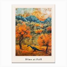 Dinosaur In An Autumnal Meadow Poster Canvas Print