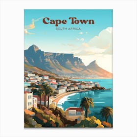 Cape Town South Africa Table Mountain Travel Art Canvas Print
