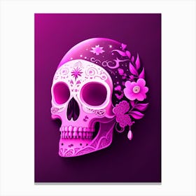 Skull With Celestial Themes 2 Pink Mexican Canvas Print