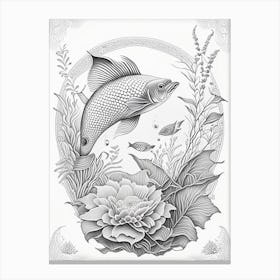 Utsurimono Koi Fish Haeckel Style Illustastration Canvas Print