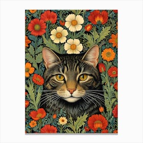 William Morris Cat In Flowers 1 Canvas Print