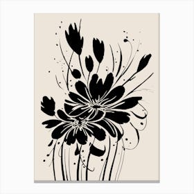 Flower Ink Abstract Canvas Print