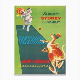 Sydney To Bombay Vintage Travel Poster Canvas Print