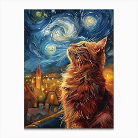 Starry Night Cat 16 Canvas Print