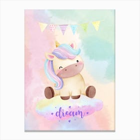 Watercolor Unicorn Canvas Print