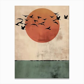 Birds Flying In The Sunset Canvas Print