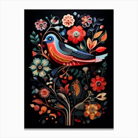 Folk Bird Illustration Cuckoo 3 Canvas Print