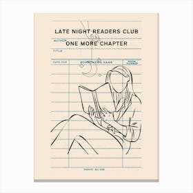 Late Night Readers One More Chapter Library Card Canvas Print