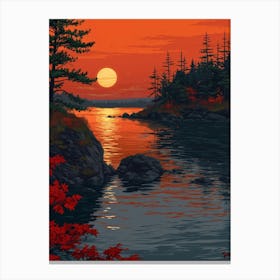 Sunset By The Lake 3 Canvas Print