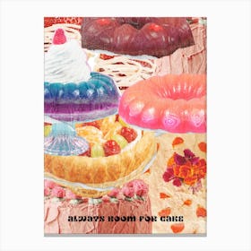 Always Room For Cake Retro Vintage Kitchen Canvas Print