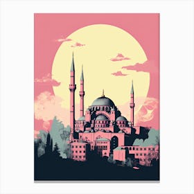 Istanbul In Risograph Style 2 Canvas Print