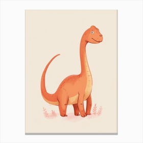 Cute Cartoon Therizinosaurus Dinosaur Watercolour 1 Canvas Print