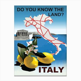 Italy, Map On The Coast Canvas Print