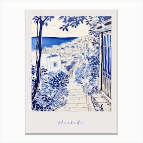 Marbella Spain 3 Mediterranean Blue Drawing Poster Canvas Print