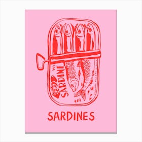 Sardines Tin Pink And Red Print Canvas Print
