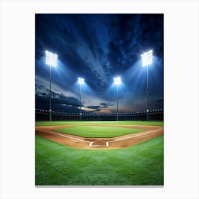Baseball Field At Night 1 Canvas Print