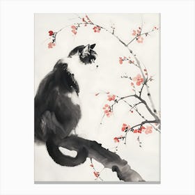 Cat In Cherry Blossoms Canvas Print