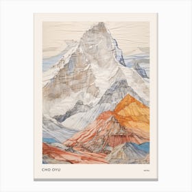 Cho Oyu Nepal 2 Colourful Mountain Illustration Poster Canvas Print