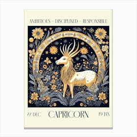 Capricorn William Morris Zodiac Astral Sign Canvas Print