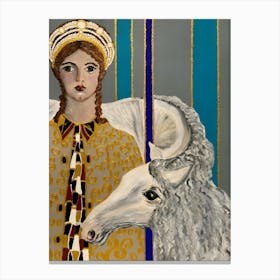 Angel And Sheep Canvas Print