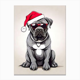 Cane Corso Dog Christmas Hat Canvas Print