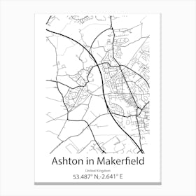 Ashton,New Zealand Minimalist Map Canvas Print