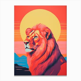 Lion In The Sunset Colour Pop 2 Canvas Print