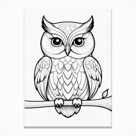 Owl Coloring Page Bird Wildlife Animal Drawing Canvas Print