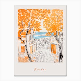 Rhodes Greece Orange Drawing Poster Canvas Print
