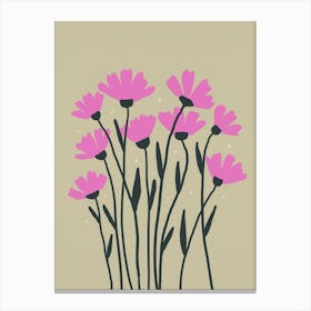 Minimal Pink Flowers Stampe su tela