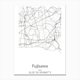 Fujisawa,Japan Minimalist Map Stampe su tela