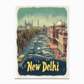 Aihrgdesign A Mid Century Modern Travel Poster For New Delhi 1 Canvas Print