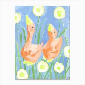 Orange Gees In The Garden Canvas Print