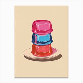 Stacked Colourful Jelly Beige Illustration 4 Canvas Print