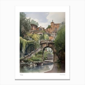 Tivoli, Italy 1 Watercolour Travel Poster Canvas Print