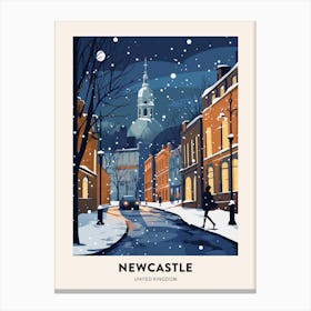 Winter Night  Travel Poster Newcastle United Kingdom 2 Canvas Print