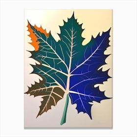 Maple Leaf Colourful Abstract Linocut Canvas Print