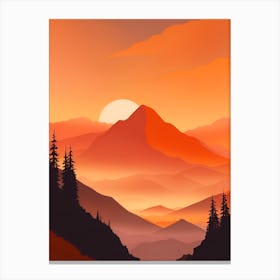 Misty Mountains Vertical Composition In Orange Tone 19 Canvas Print