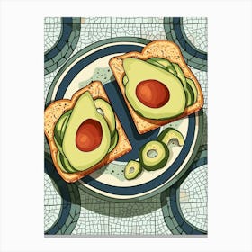 Avocado On Toast Tiled Background 2 Canvas Print