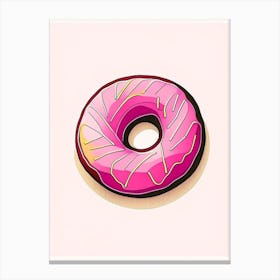 Raspberry Filled Donut Abstract Line Drawing 1 Canvas Print