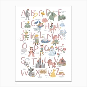 Fairytale Alphabet, Girls Room Decor, Nursery Wall Art Canvas Print