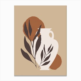 Vase With Leaves Canvas Print