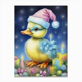 Rainbow Christmas Duckling Canvas Print