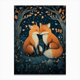 Two Foxes Kissing Canvas Print