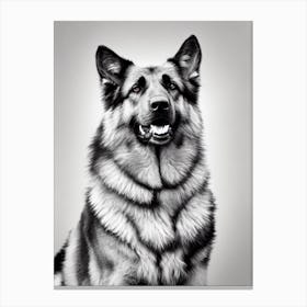 German Shepherd B&W Pencil dog Canvas Print