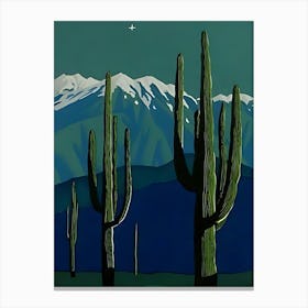 Cactus And Mountains Canvas Print