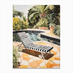 Sun Lounger By The Pool In Cassablanca Morocco Canvas Print
