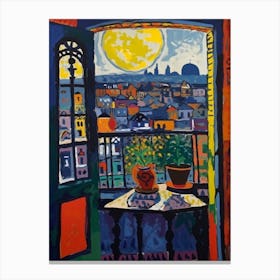 Window View Of London In The Style Of Fauvist 2 Canvas Print