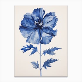 Blue Botanical Peony 2 Canvas Print